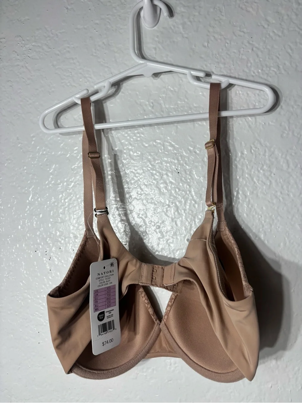 Natori women’s comfort evolution bra 32D underwire lace nude new